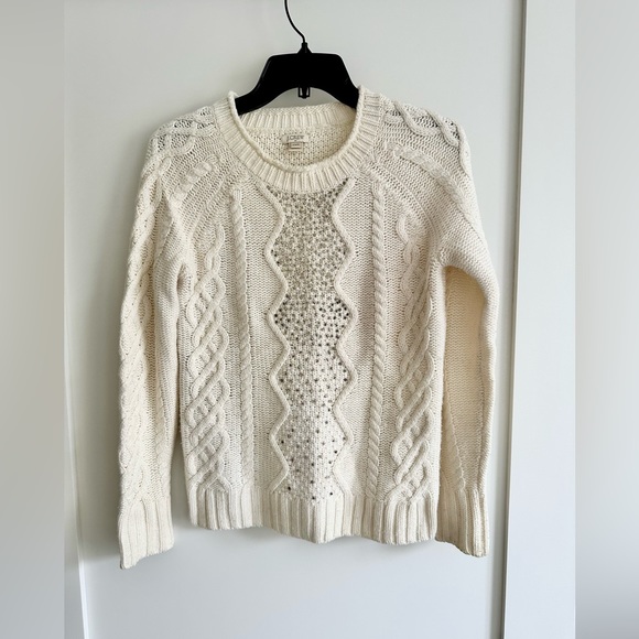 JCREW Cable Knitted White Sweater XXS - Picture 1 of 4